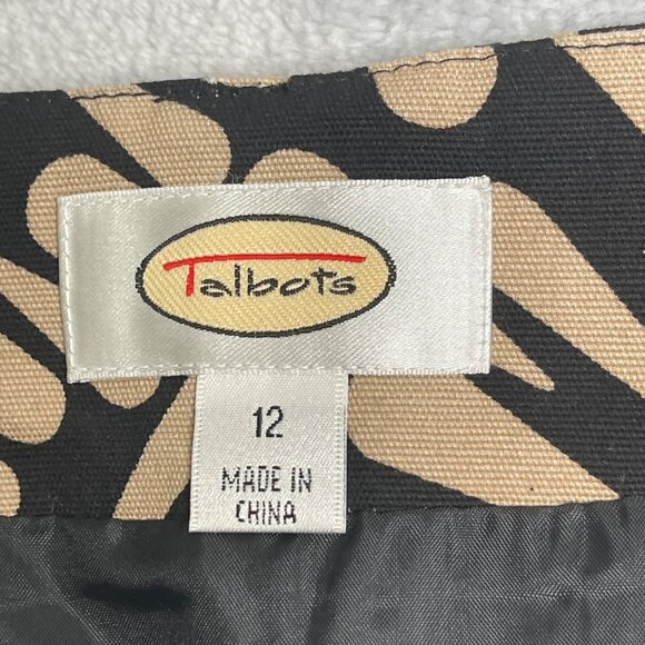 Talbots Skirt Womens 12 Black Tan Floral Straight Pencil Mini Career Pockets - Picture 5 of 10
